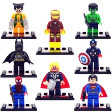 8pcs lot movie Super Hero Avenger with Weapon Kid Baby Toy Mini Figure Building Blocks Sets