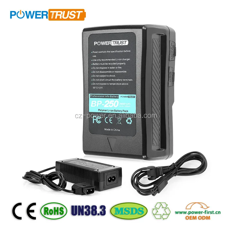 Powertrust V-Mount Battery and Charger for Video Camera Camcorder (BP-250 Watt Hour)