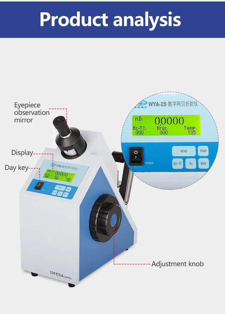 Wya2s Laboratory Digital Sugar Concentration Tester Abbe Refractometer