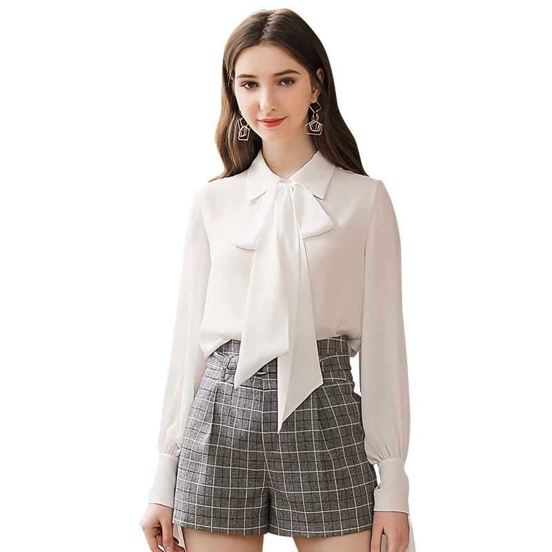 

2019 spring new women's white tops ladies chiffon shirt, Shown