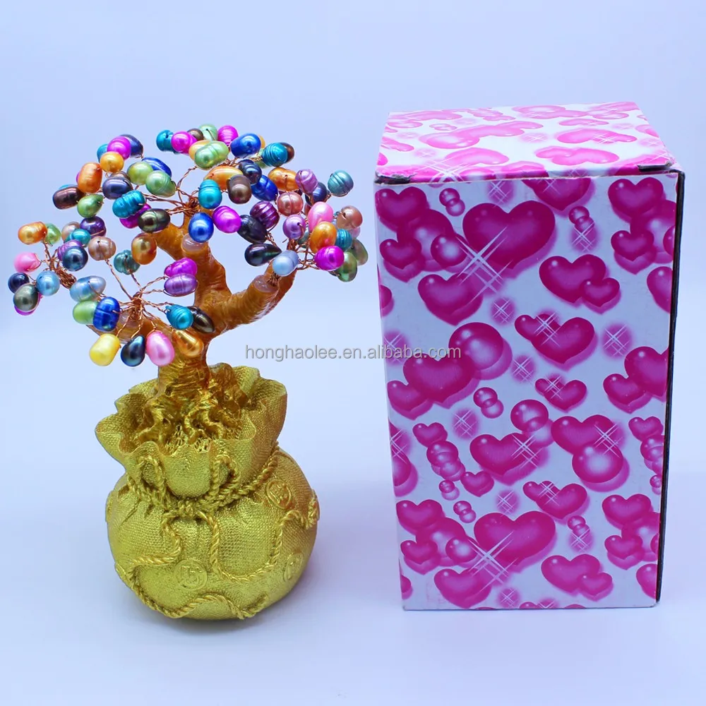 

Spring tree is a great gift of pearl tree crafts made of 86 piece 7-12mm colorful natural freshwater cultured pearls