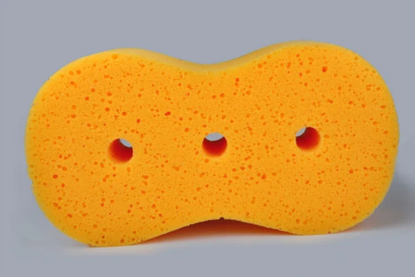 the large car scrubbed the coral honeycomb sponge