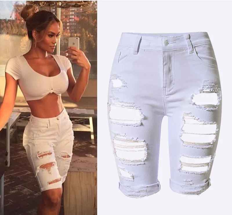 jeans branco rasgado