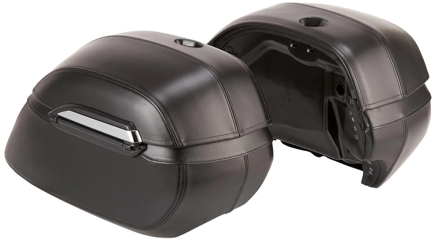 leather covered hard saddlebags