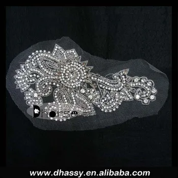 Latest Beaded Lace Rhinestone Applique For Wedding Sew On Lace