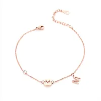 

Anklet Initial Letter Chain Personalized Name Stainless Steel Custom Gold Filled Ankle Bracelet For Women