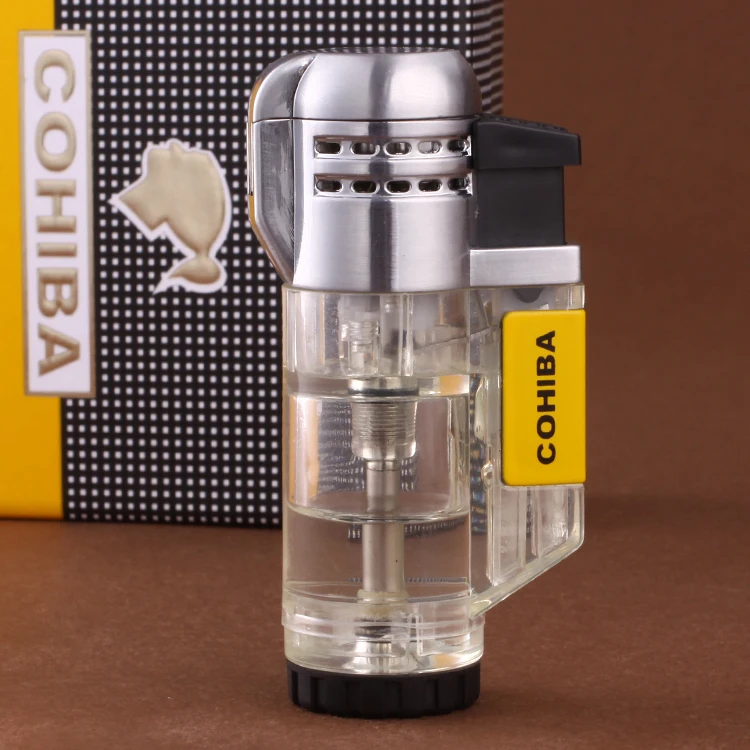 

Factory Supplier COHIBA Triple Jet Torch Fireproof Lighter Windproof Spray Cigarette Cigar Lighter