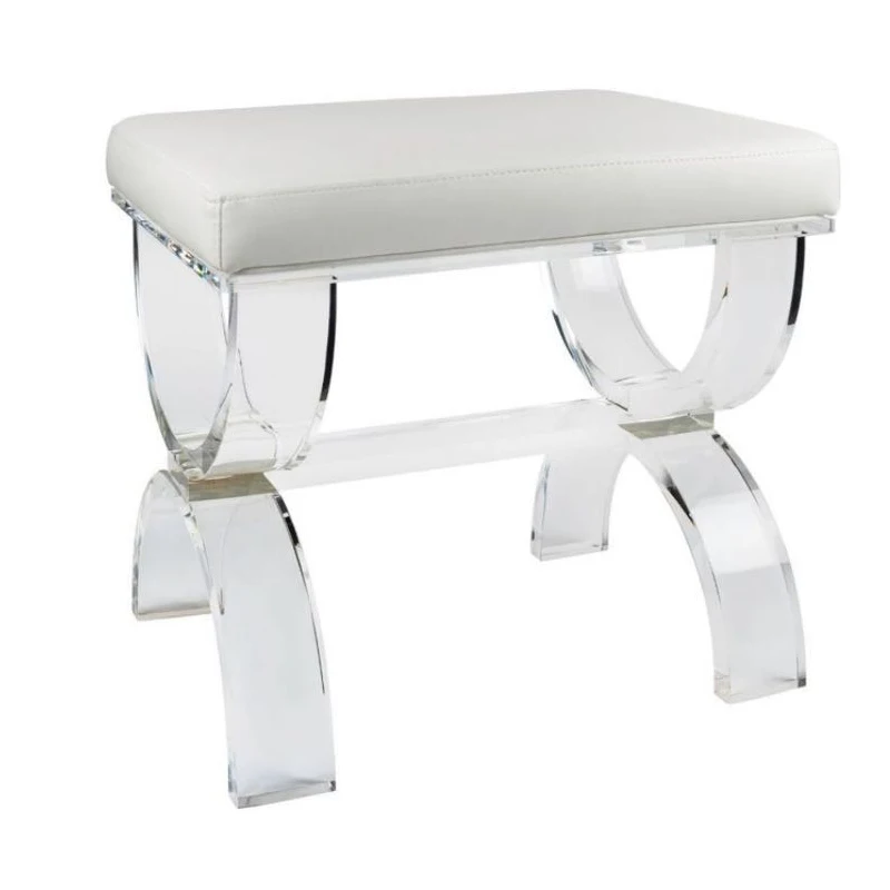 Clear Transparent Acrylic Lucite Vanity Shower Bench For Bathroom