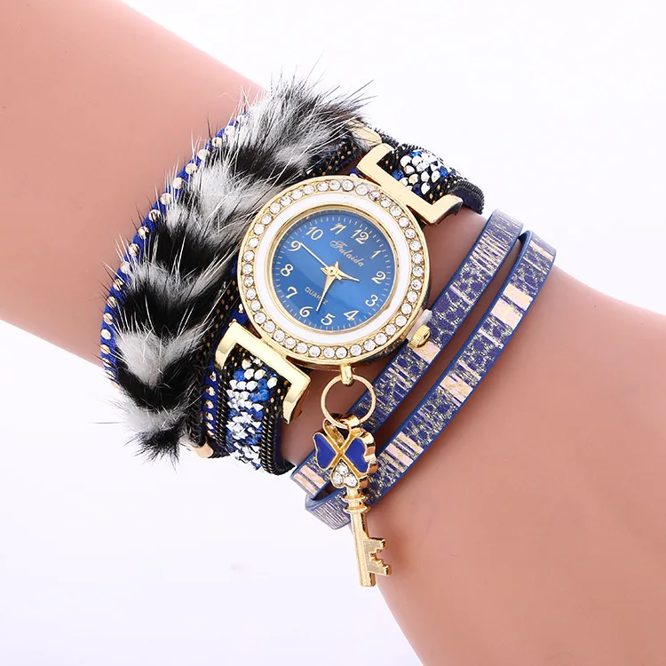 

New Leather Quartz Luxury Key Pendant Wristwatch Women Dress Bracelet Watches Ladies China Watch LNW281