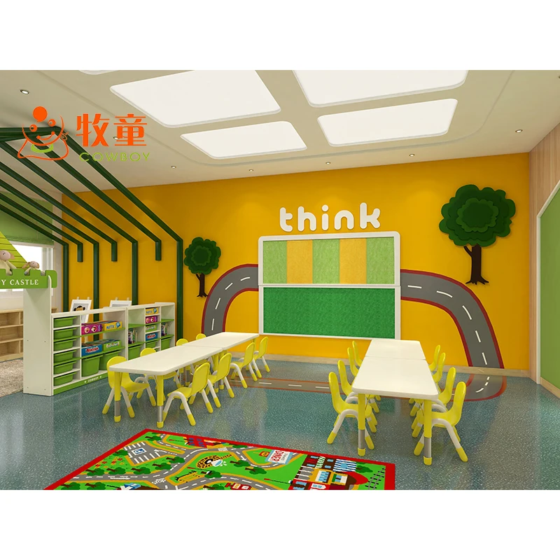 Customized Wooden Kids Kindergarten Furniture Classroom Table And Chair