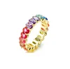 Newest Design Oval Shaped Rainbow Cubic Zirconia Eternity Band Ring