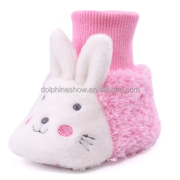 
Fluffy Stuffed Animal Baby Shoes Socks Slippers Newborn Infant Safety Soft Sole Plush Long Ears Bunny Rabbit Baby Shoes Winter 