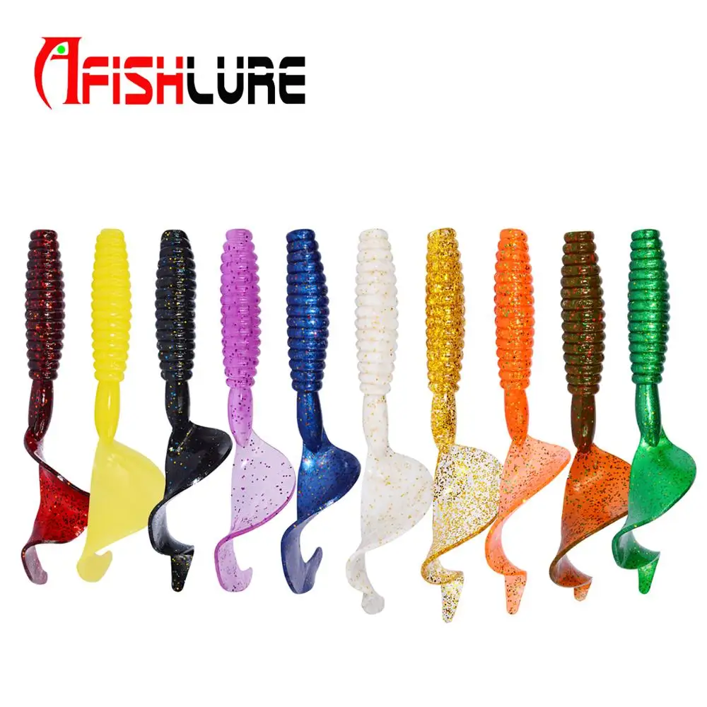 

Afishlure 105mm 11g big curl tail soft baits artificial bass lure fishing baits soft lures, 10 colors