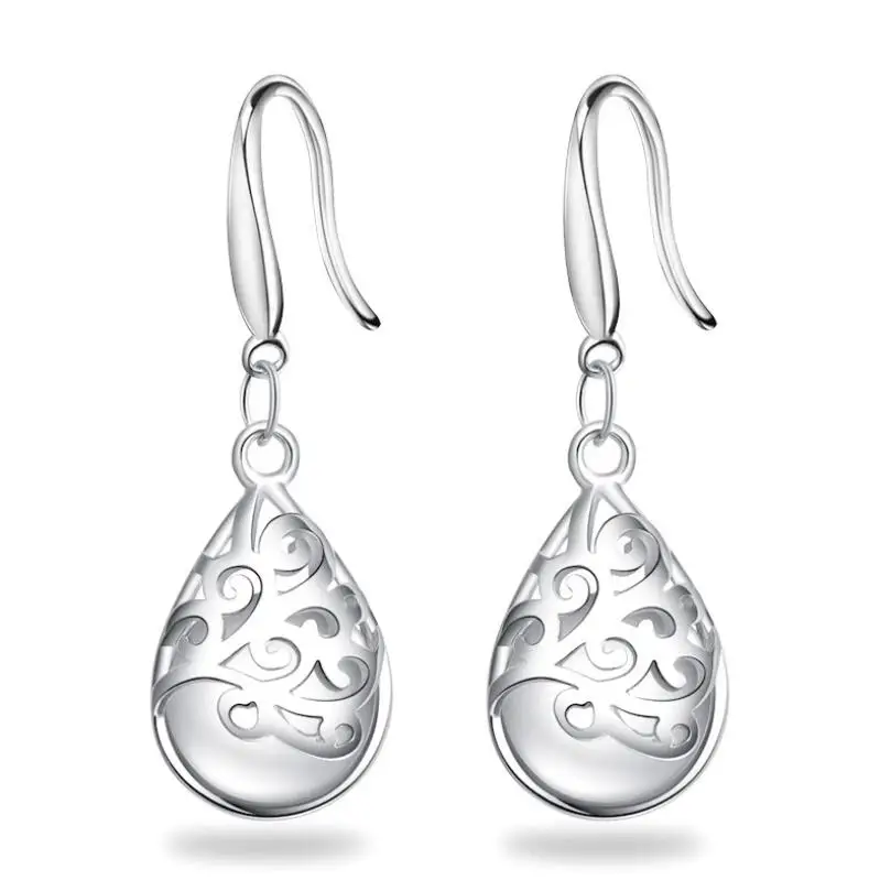 

Fashion Opal drop earrings vintage hollow pattern wishing pool earrings manufacturers jewelry wholesale, N/a