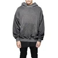 

Men's Custom Long Sleeve Loose Drop Shoulder Solid Color Pullover Hiphop Washed Oversized Hoodie