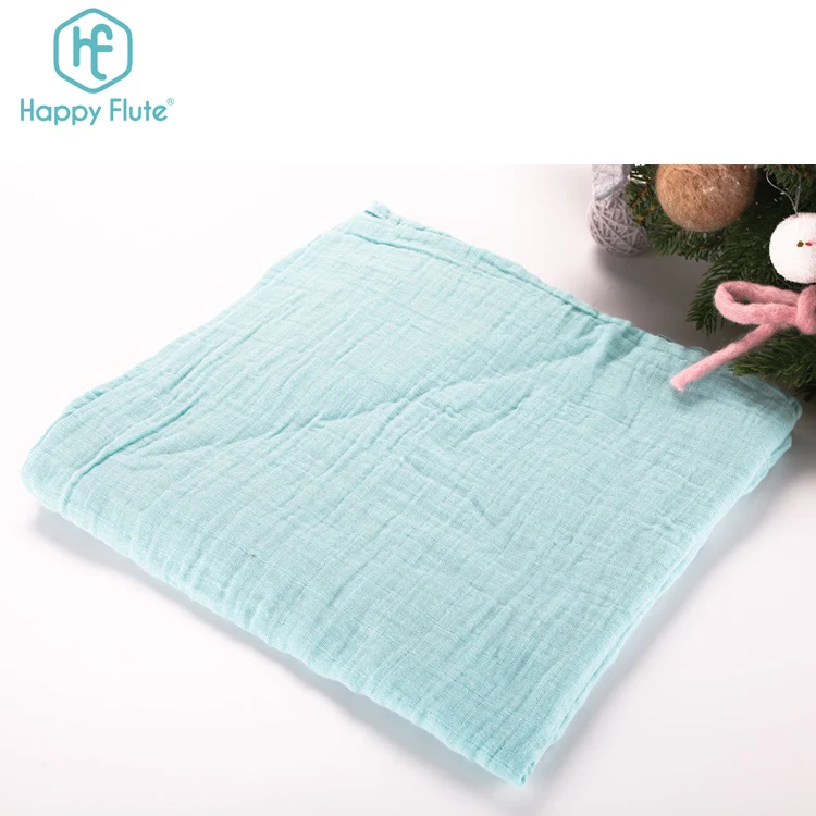 

Happyflute plain cotton solid color baby muslin blanket wrap soft 120*120cm washable muslin blanket swaddle