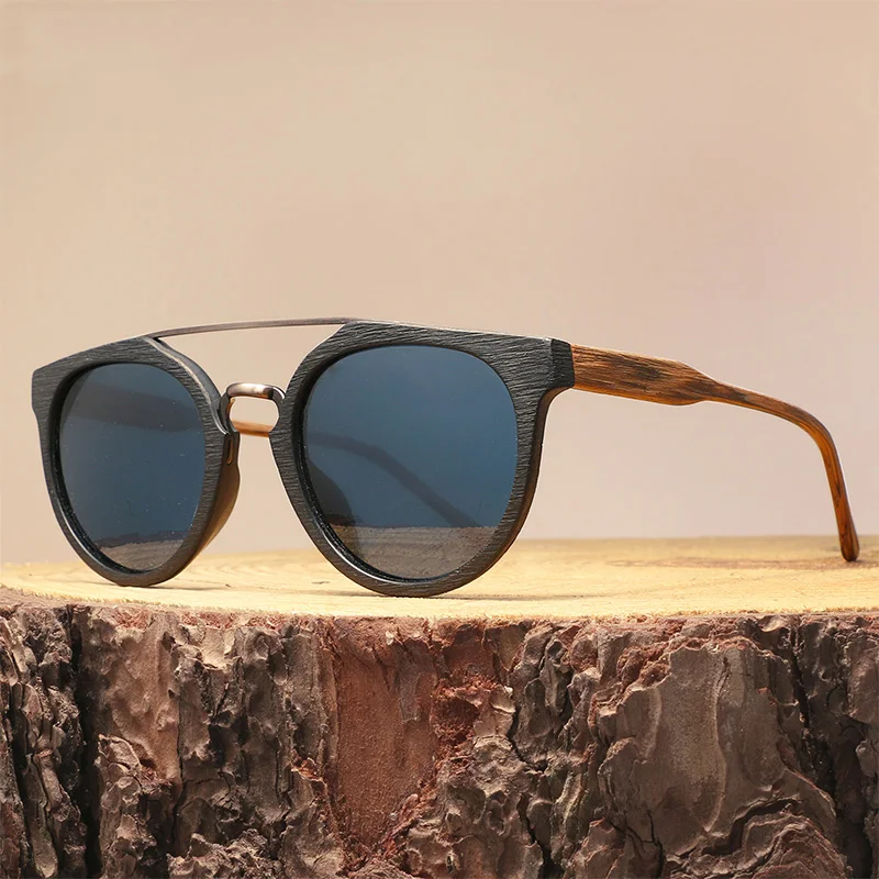 

new wood grain sunglasses men women acetate frame fashion metal sunglasses, Natural color