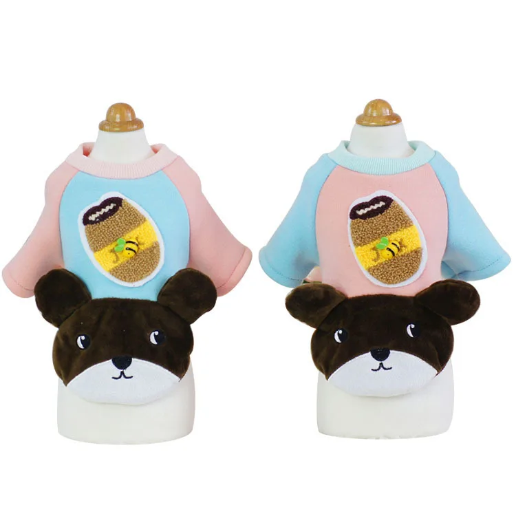 

JY428 winter warm coat for small pet dog solid bear cute clothes