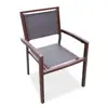 Outdoor Hotel Stacking Aluminium Aluminum Dining Patio Garden Chair with Poly-wood Armrest