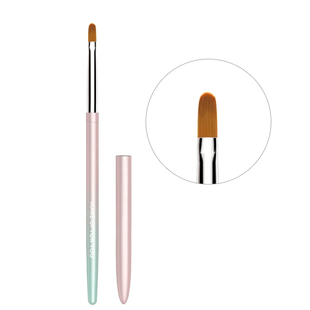 Private Label Pink-Cyan Gradient Color Filament Art Polish Nail Pencil Brush