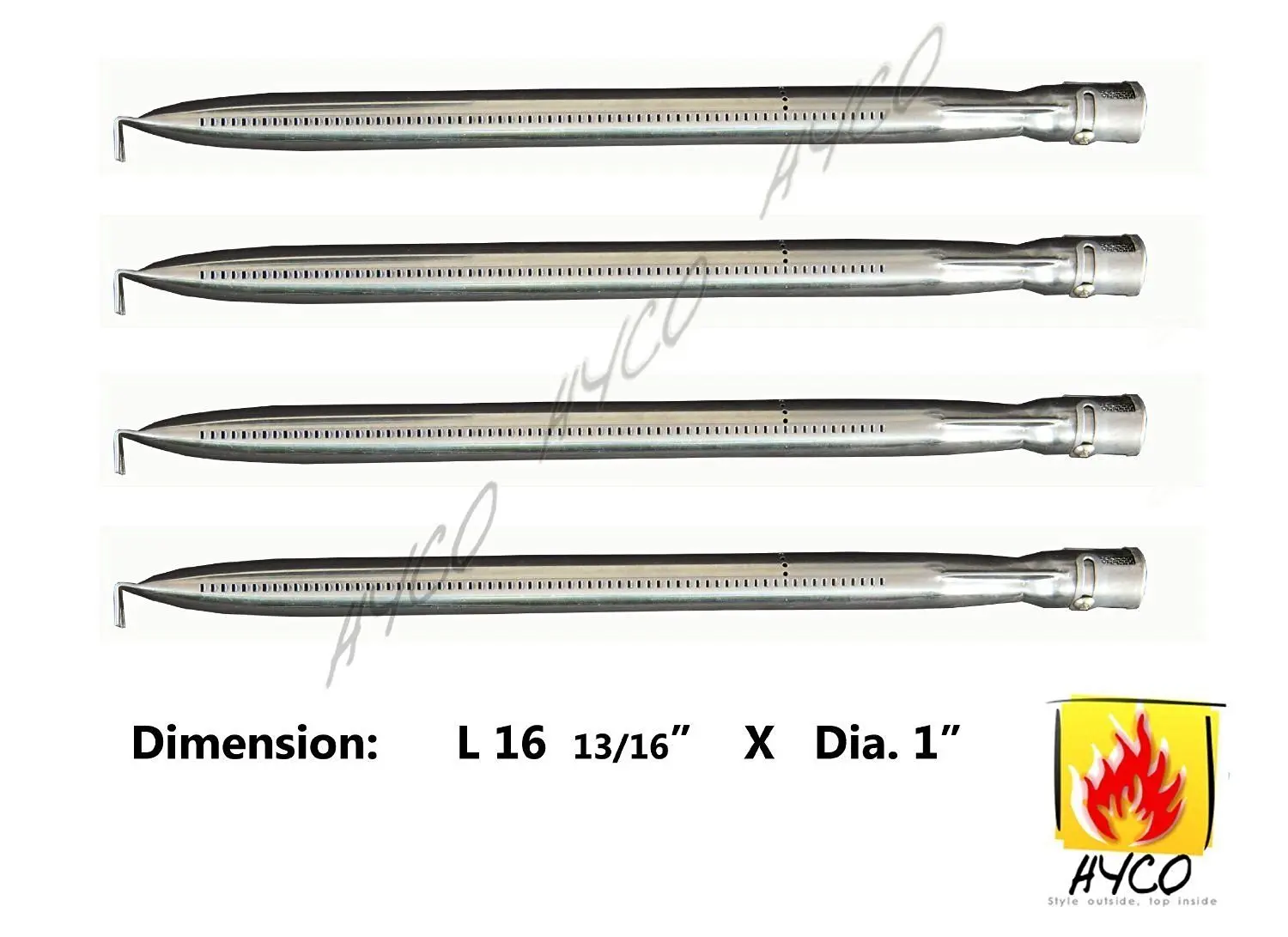 (USA Warehouse) Hyco Universal Straight Stainless Steel Pipe Burner Replacement, hy10361 -/PT# HF983-1754355053