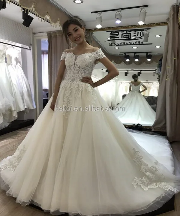 2017 New Model Pakistani Muslim Wedding Dresses Gowns Champagne