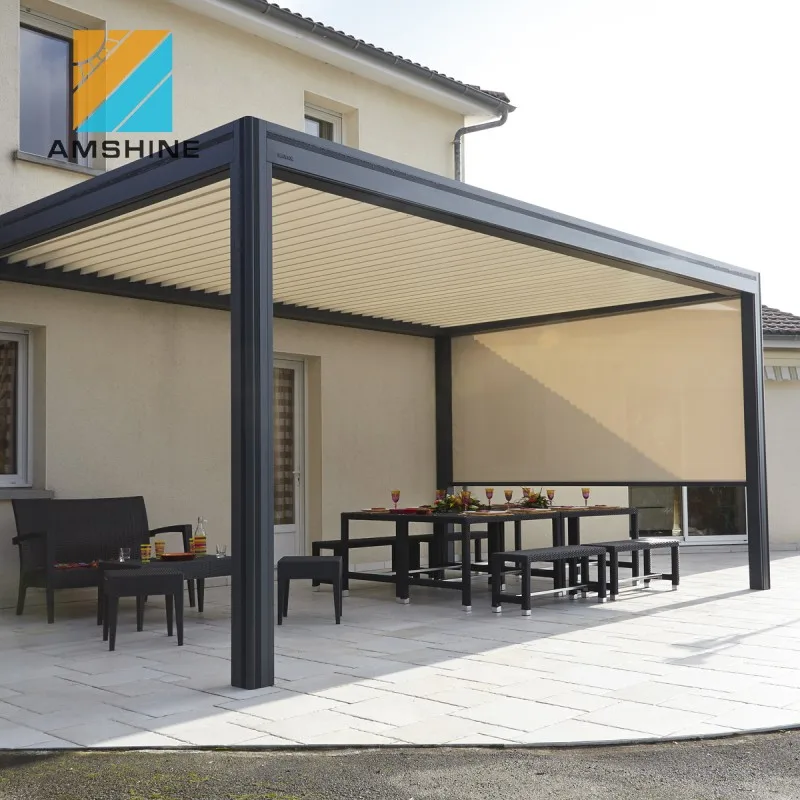 
Economic sunshade louvered roof wall mounted garden gazebo outdoor aluminum 