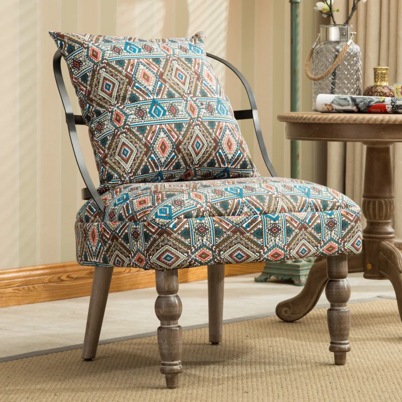 
8012 Multi-tonal Contemporary Accent Chair Round Back Steel Hardware Living Room Furniture 