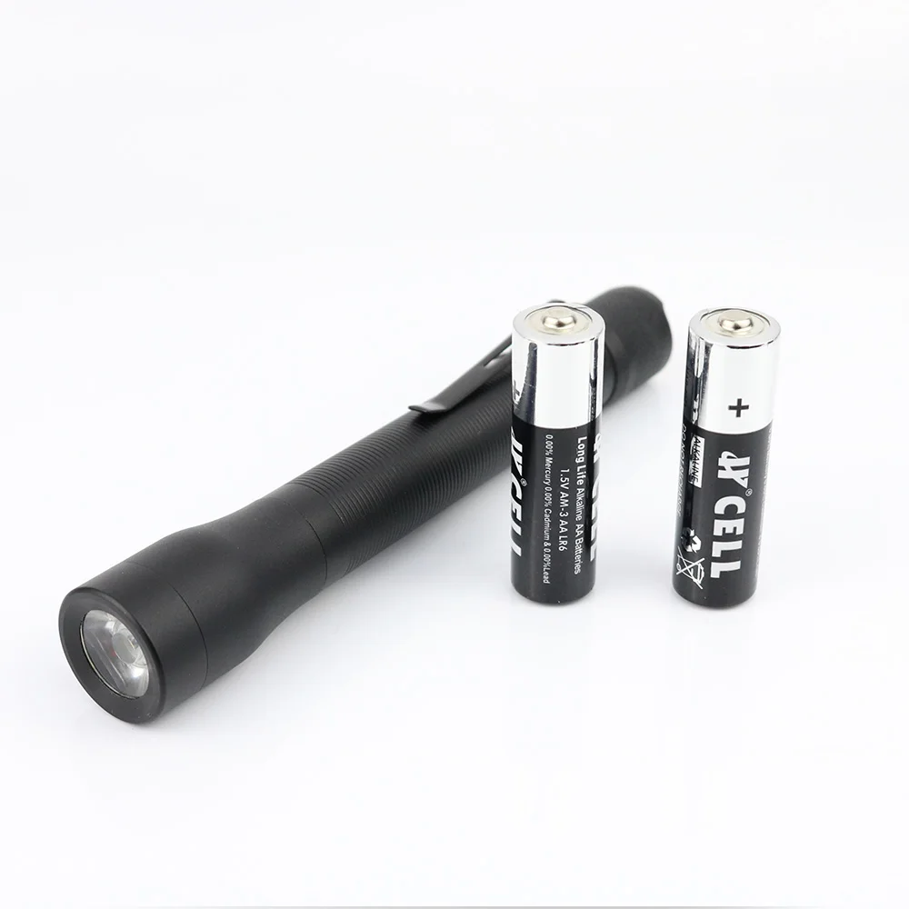 high Lumens Aluminum AA battery powered Pocket LED Flashlight manufacture