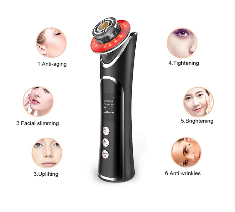 Anti Aging Radio Frequency & EMS Led Photon Therapy Skin Rejuvenation RF Microcurrent Facial Massager