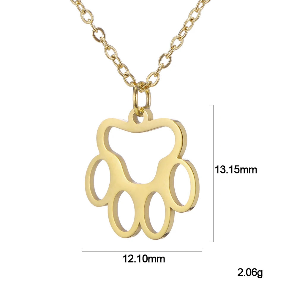 

18K Gold and Steel Color Dog Paw Animal Pendant Men and Women Necklace, Steel color,can custom color