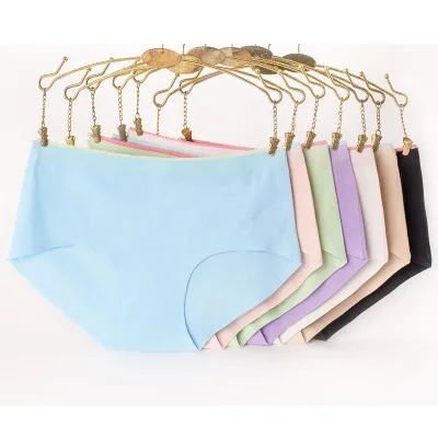 

Women's Modal Cotton Panties Seamless Invisible Soft Briefs Plain Comfy Bikini Underwear Wholesale, As picture