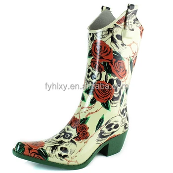Cowboy High Heel Flower Printed Ladies 