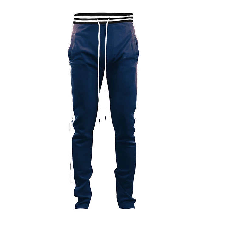 Red Side Stripe Track Pants Men Custom Printed Logo Plain Slim Fit Jogger Pants
