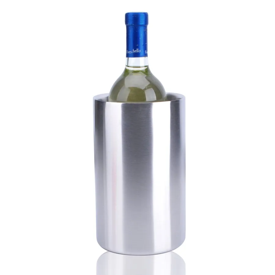 

2.0L double wall stainless steel ice bucket wine cooler for one bottle, Silver