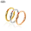Stainless Steel Rose Yellow Gold and Silver Rings Big Red Rhinestone Wedding Engagement Rings