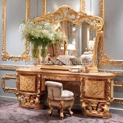 Golden Furniture Queen Anne Bedroom Set Luxury Wood Carved Painted Dresser With Mirror Vitoria Style Dressing Table Buy Luxury Furniture Wooden