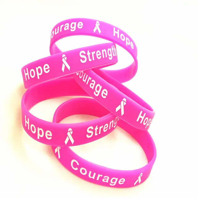 

Breast Cancer Awareness Bracelets Inspirational Gifts Party Favors for Cancer Survivors wristbands silicon custom, Pantone color