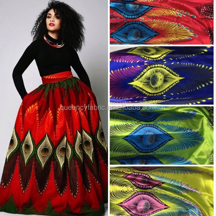 multicolor Printed Satin Fabric