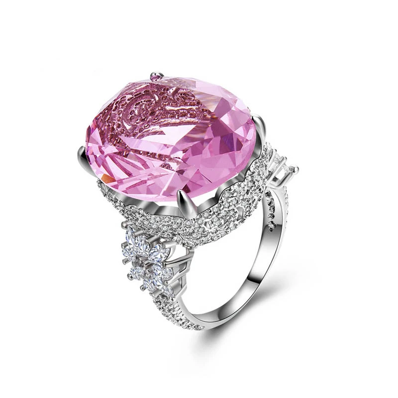 

2018 New Fashion Women's Extravagant Pink Eternity Diamond Wedding Ring