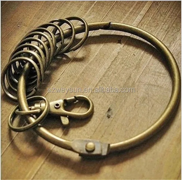 Large Vintage Alloy Key Rings Holder Bronze Round Keychain Key Holder