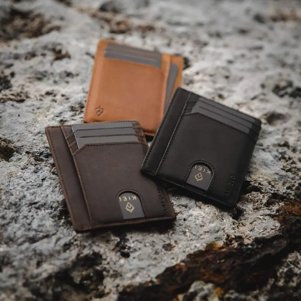 

RFID Blocking PU leather slim minimalist mini small credit card holder case simple wallet unisex, You can choose black,tan,dark brown,gray,navy,red etc