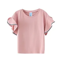 

Fashion Ruffle Sleeve Girls Top Soft Cotton Summer Girls Shirt Cute Bell Sleeve Kids Girls Clothing