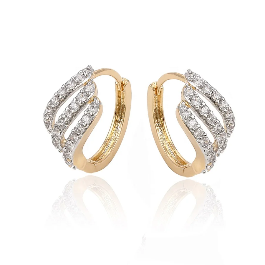 

92398 latest fashion gold plated earring hoop designs new model small huggies earrings gold plated copper
