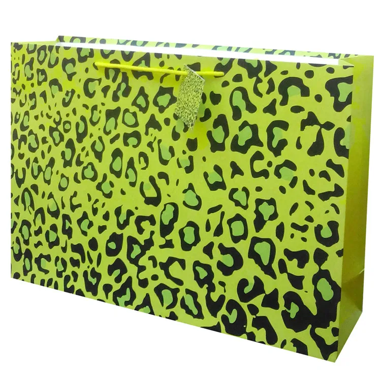 Wholesale Leopard Printed Paper Gift Bag With Hang Tag