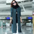 2016 New Fashion Women Spring Autumn X Long O Neck Long Sleeve Single Breasted Plus Size