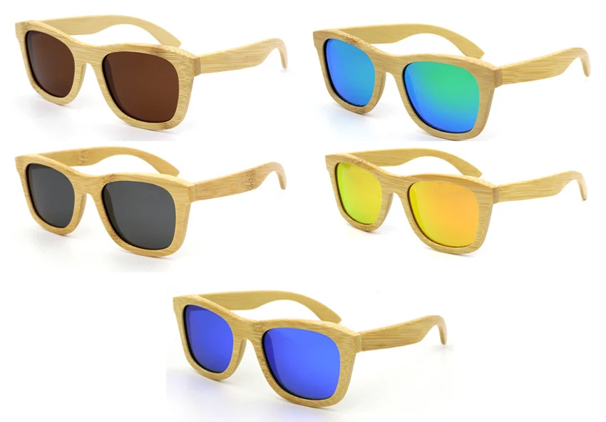 Polarized Wood Bamboo Sunglasses Men Women Polaroid Square For Men Women Mirror Sun Glasses 8758