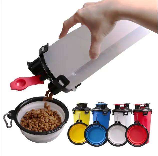 

2 in 1 Portable Dog Food Cup for Travel Dog Water Bottle with Bowl pet shaker water bottle dog water bottle