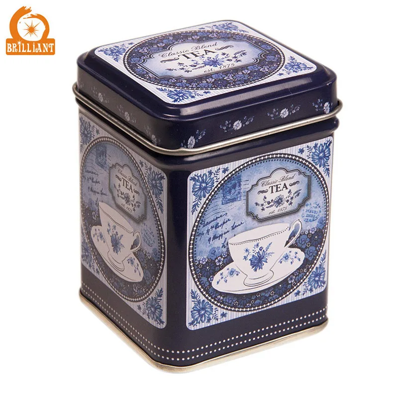 
Customized Tea Caddy Tin Square Tea Can Metal Tea Tin Box 