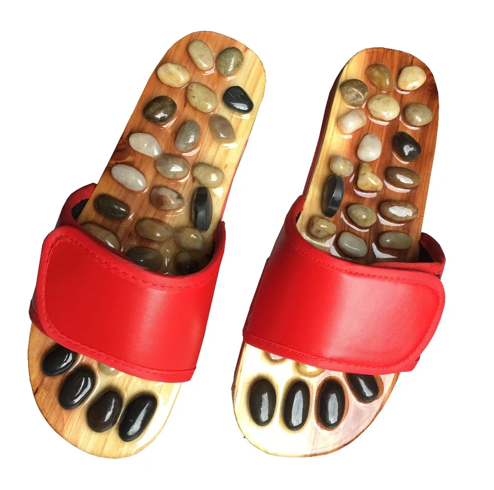 

Women Shiatsu Massage Slipper in Natural Stone for Foot Plantar TENS Acupoints Reflexology Therapy
